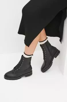 Кожаные ботильоны Forever Comfort на шнуровке Next, черный