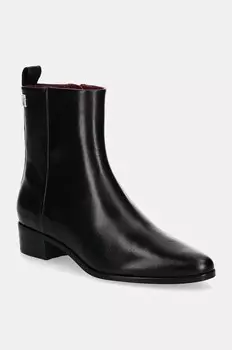 Кожаные ботильоны LOW COWBOY FLAT LEATHER Tommy Hilfiger, черный