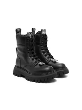 Кожаные ботильоны Moschino Kids, черный