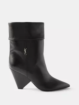 Кожаные ботильоны niki 85 с логотипом ysl Saint Laurent, черный