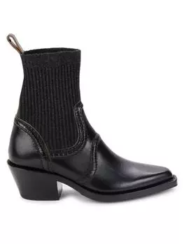 Кожаные ботильоны-носки Chlo, черный