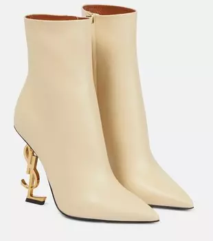 Кожаные ботильоны Opyum 110 Saint Laurent, бежевый