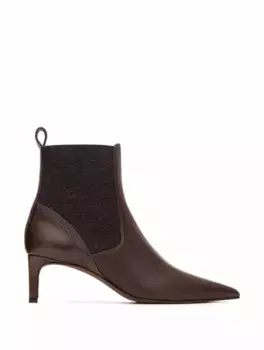 Кожаные ботильоны с цепью мониль Brunello Cucinelli, коричневый