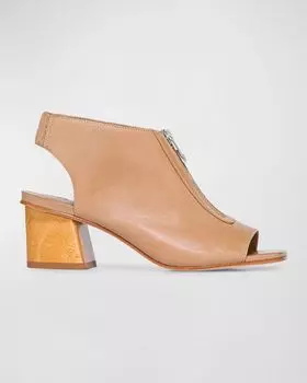 Кожаные ботильоны с открытой пяткой на молнии Levy Bernardo, цвет Sand Glove Leather