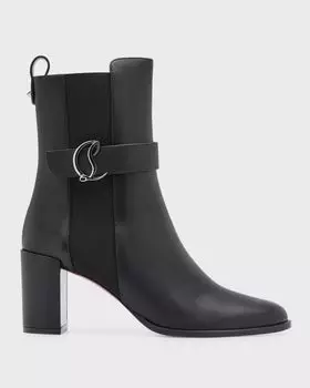 Кожаные ботильоны с пряжкой на красной подошве Christian Louboutin, цвет Black