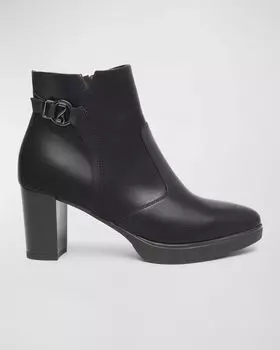 Кожаные ботильоны с пряжкой NeroGiardini, цвет Black