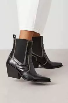 Кожаные ботильоны Signature Forever Comfort Western с декоративной строчкой Next, черный