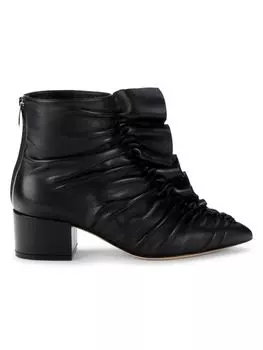 Кожаные ботильоны со рюшами Sergio Rossi, цвет Nero