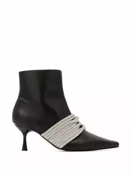 Кожаные ботильоны со стразами Lian Simkhai, черный