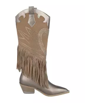 Кожаные ботильоны со стразами на голенище Alma En Pena, бежевый