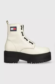 Кожаные ботильоны Tamy Higher 3A - на молнии Tommy Jeans, бежевый