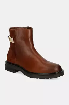 Кожаные ботильоны TH Logo LEATHER MIX CHELSEA Tommy Hilfiger, коричневый