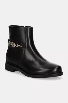Кожаные ботильоны Tommy Hilfiger TH CHAIN LEATHER LOW BOOTIE, черный