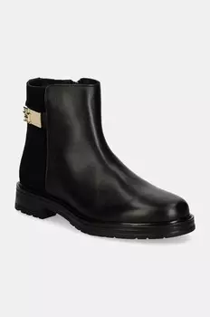 Кожаные ботильоны Tommy Hilfiger TH LOGO LEATHER MIX CHELSEA, черный