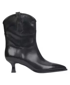 Кожаные ботильоны женские с острым носком Estro, черный
