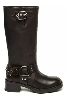 Кожаные ботинки Beau до середины икры Steve Madden, черный