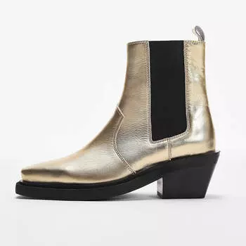 Кожаные ботинки без застежки Topshop Maeve Western Ankle, золотой