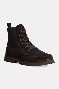 Кожаные ботинки броги Calvin Klein Jeans EVA BOOT MID LACEUP ICONIC DRESS, коричневый