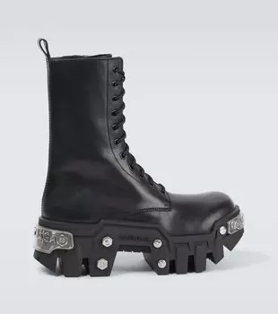 Кожаные ботинки bulldozer на шнуровке Balenciaga, черный