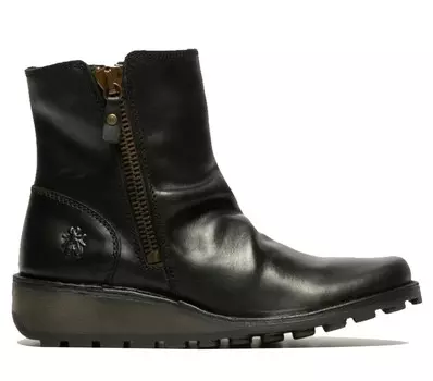 Кожаные ботинки челси mon944 на танкетке и застежке-молнии Fly London, черный