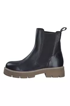 Кожаные ботинки челси с овальным носком Marco Tozzi, черный