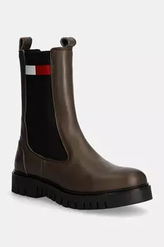 Кожаные ботинки челси TJW LONG CHELSEA BOOT Tommy Jeans, коричневый