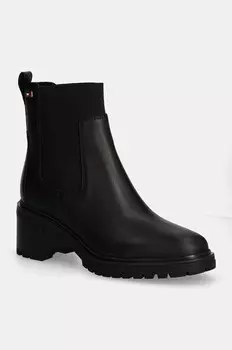 Кожаные ботинки челси Tommy Hilfiger FLAG MID HEEL LEATHER CHELSEA, черный
