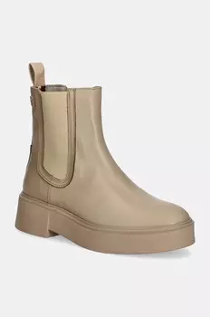 Кожаные ботинки челси Tommy Hilfiger MINIMAL LEATHER CHELSEA LOGOTAPE, бежевый