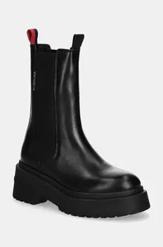 Кожаные ботинки челси Tommy Jeans TJW CHUNKY CHELSEA, черный