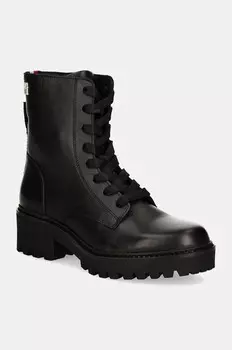 Кожаные ботинки CHIC Mid HEEL LEATHER на шнуровке Tommy Hilfiger, черный
