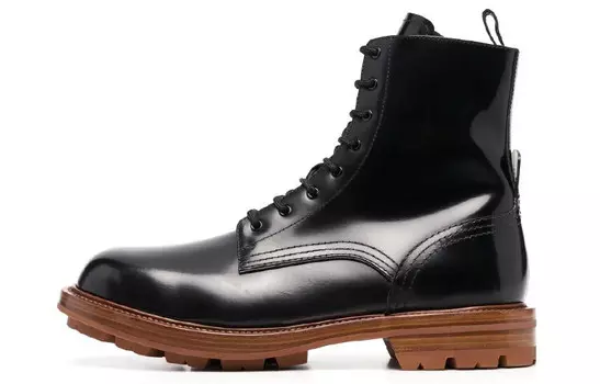 Кожаные ботинки чёрно-коричневые Alexander Mcqueen