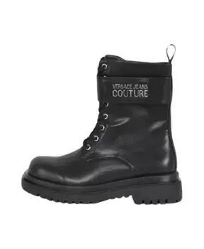 Кожаные ботинки Cruelty Free с бляшкой логотипом Versace Jeans Couture, черный