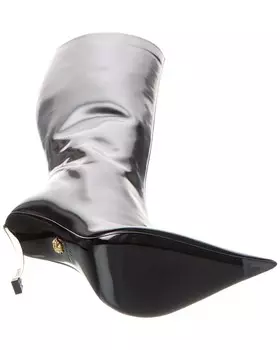 Кожаные ботинки до колена Versace Pin-Point, черный