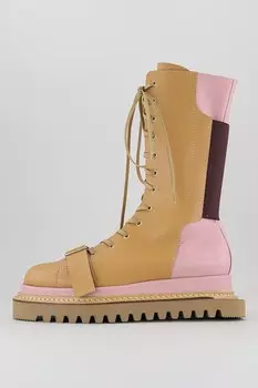 Кожаные ботинки до середины икры с тиснением Mihaela Glavan, бежевый