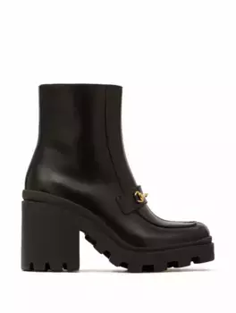 Кожаные ботинки Horsebit Gucci, черный