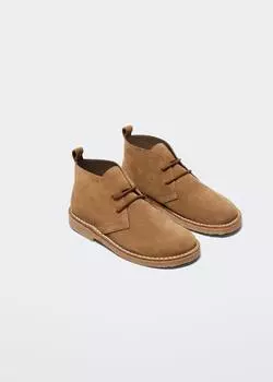 Кожаные ботинки MANGO, коричневый