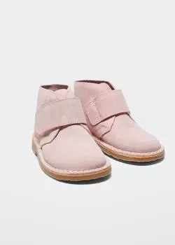 Кожаные ботинки MANGO, пастельный розовый