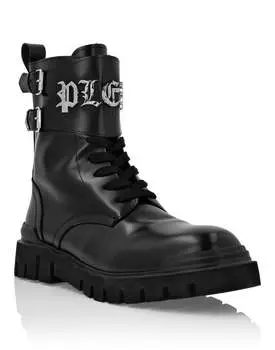 Кожаные ботинки Mid Flat Gothic Plein PHILIPP PLEIN, черный