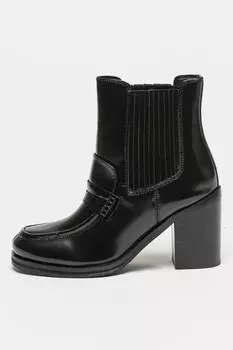 Кожаные ботинки на массивном каблуке Bronx, черный