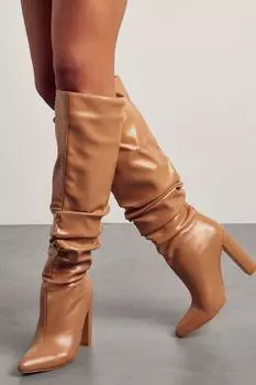 Кожаные ботинки на остром каблуке MISSPAP, бежевый