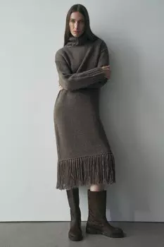 Кожаные ботинки на плоской подкладке из овчины ZARA, коричневый