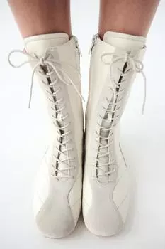 Кожаные ботинки на шнуровке ZARA, белый