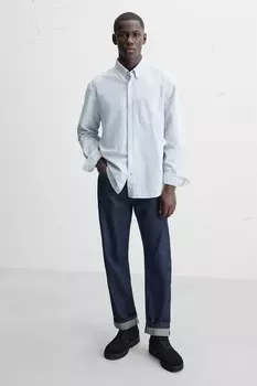 Кожаные ботинки на шнуровке ZARA, черный