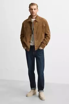 Кожаные ботинки повседневного стиля ZARA, песочно-коричневый