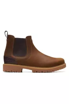 Кожаные ботинки Rossdale Chelsea с текстильными вставками Clarks, коричневый