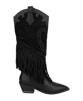 Кожаные ботинки с бахромой Alma En Pena, черный