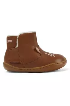 Кожаные ботинки с кошачьим рисунком Camper, коричневый