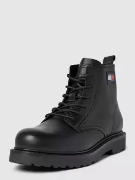 Кожаные ботинки с лейблами Tommy Jeans, черный