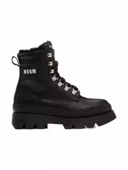 Кожаные ботинки с логотипом MSGM, черный