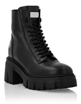 Кожаные ботинки с овчиной внутри Iconic Plein Philipp Plein, черный